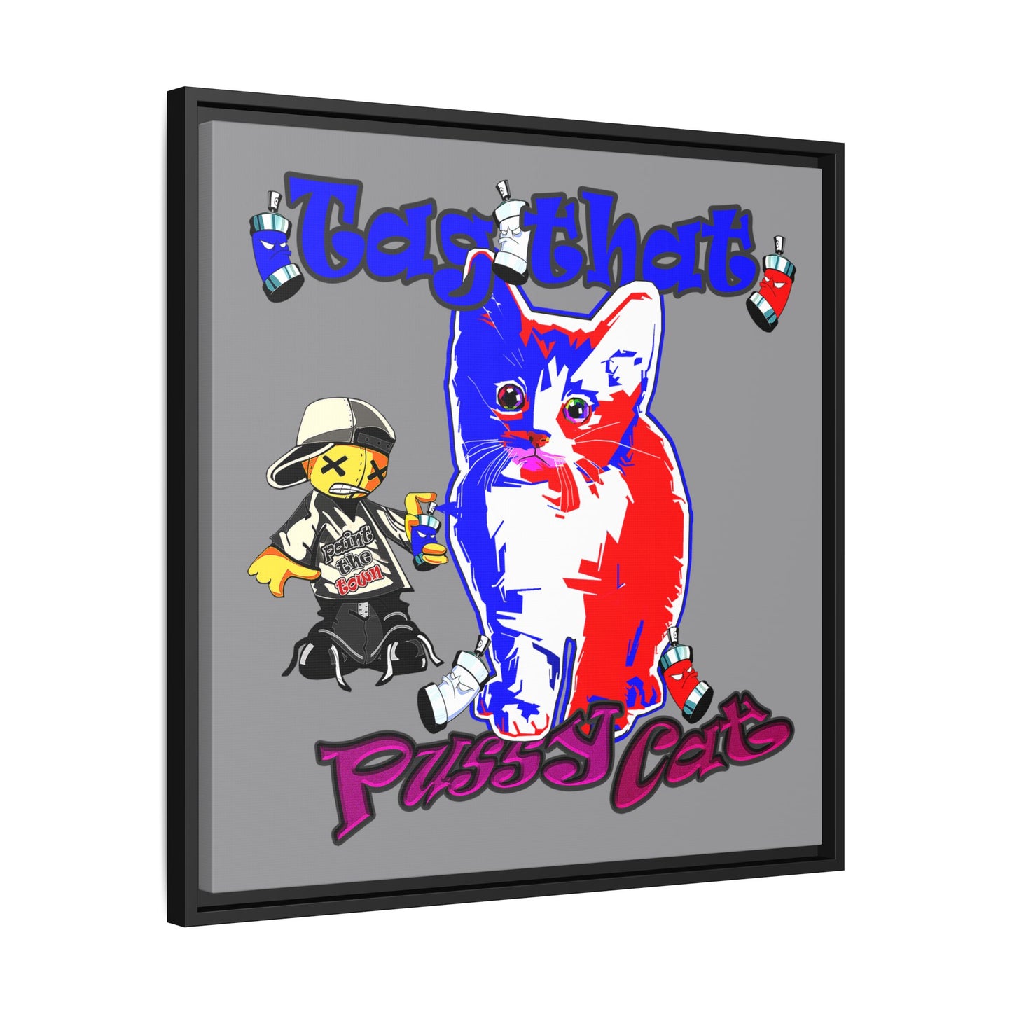 tag that - framed canvas art (grey)