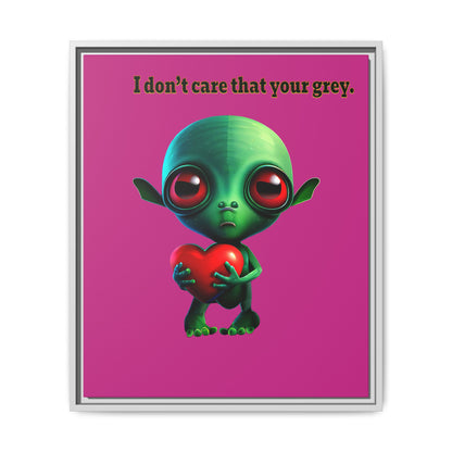 I don't care that your grey - framed canvas art (pink)