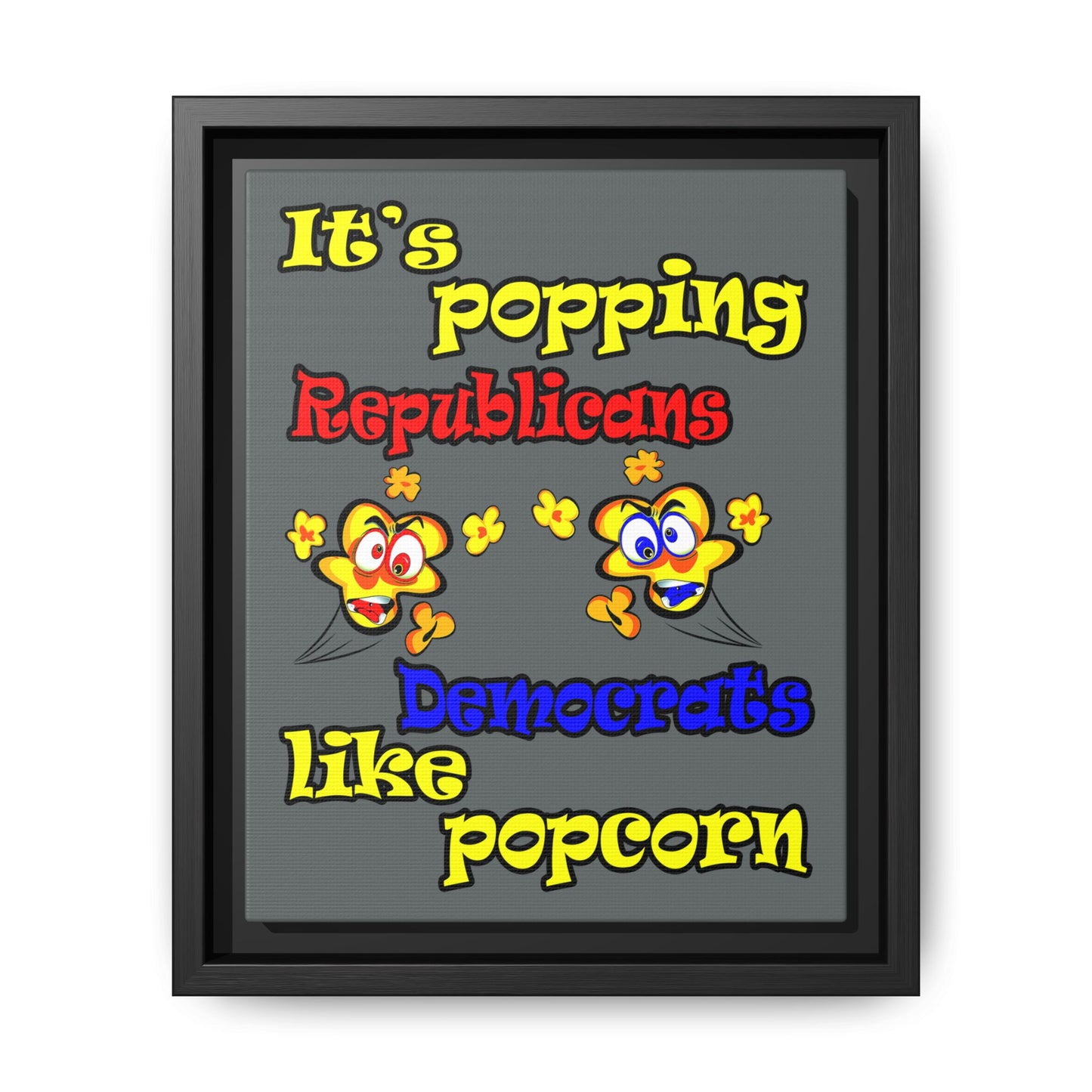 popping like popcorn - framed canvas art (dark grey)