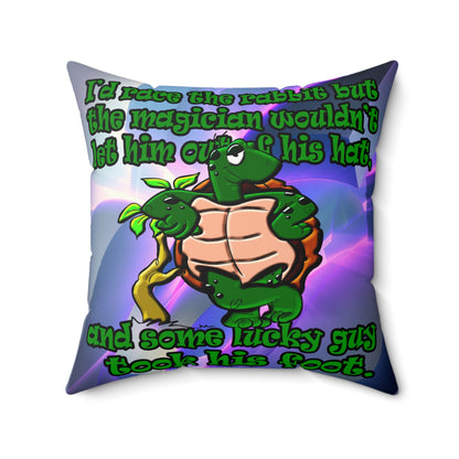 turtle race - Faux Suede Square Pillow - (grey-pink wave)