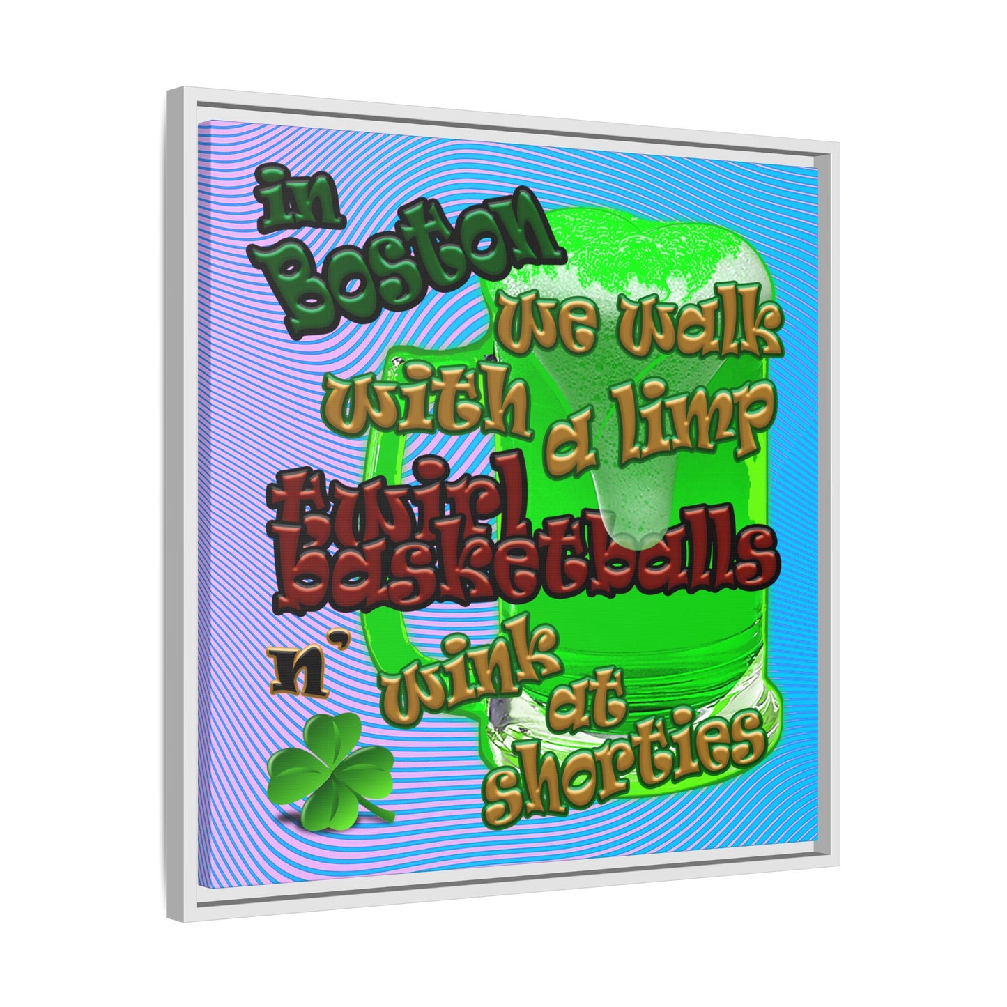 celtics logo - framed canvas art (light blue-purple wave)