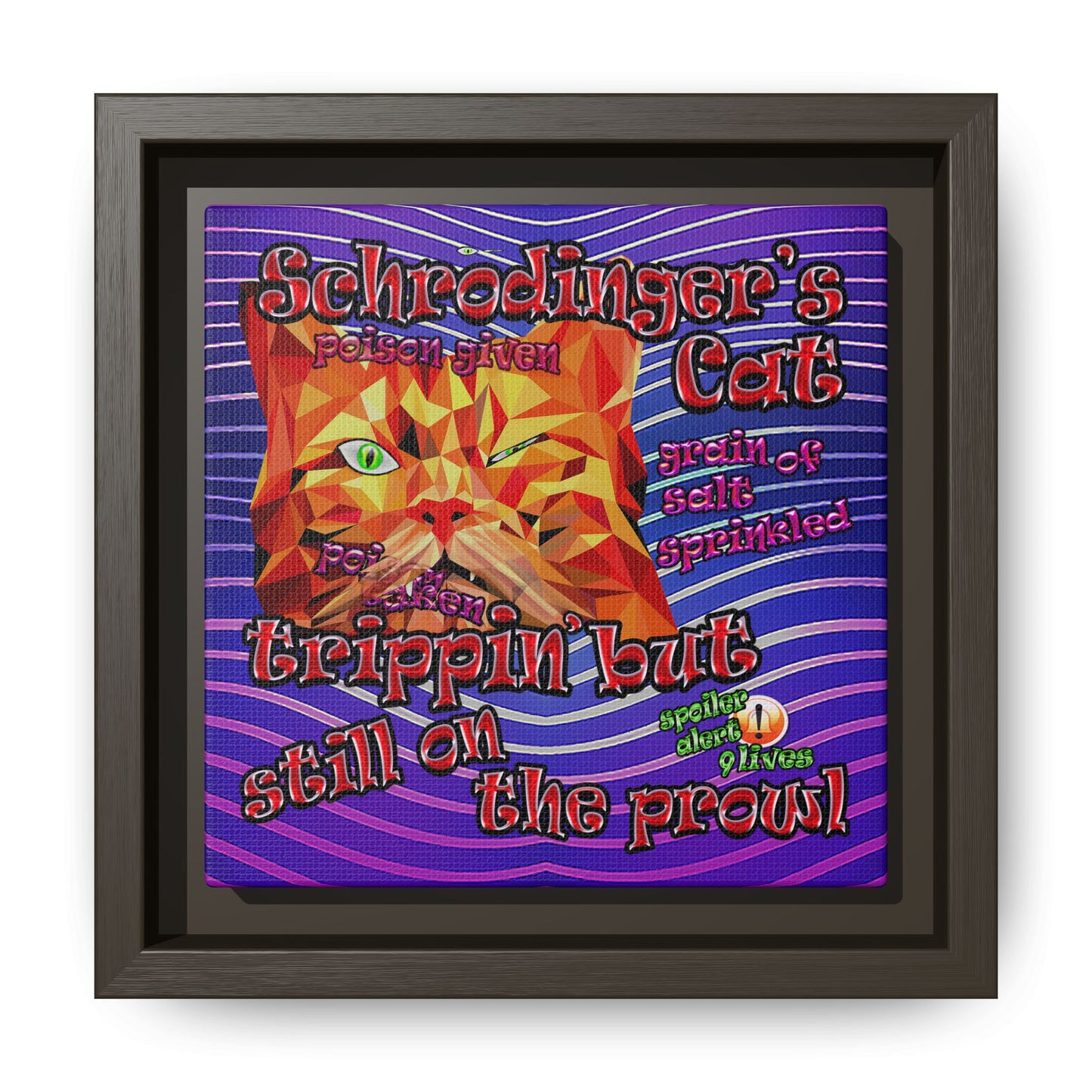 schrodinger's cat - framed canvas art (purple wave)