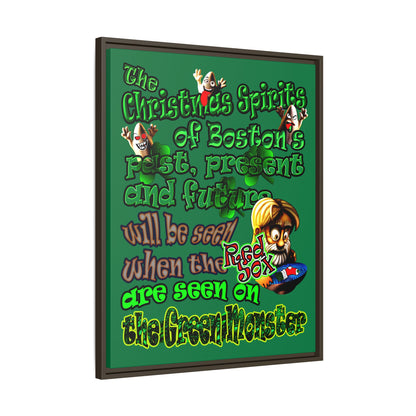 christmas spirits of boston - framed canvas art (dark green)