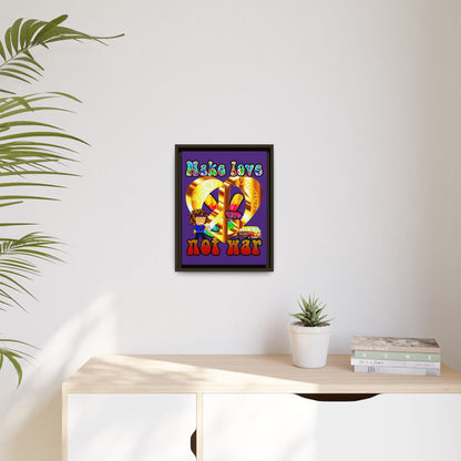 love peace - framed canvas art (purple)