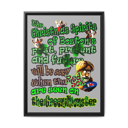 christmas spirits of boston - framed canvas art (light grey)