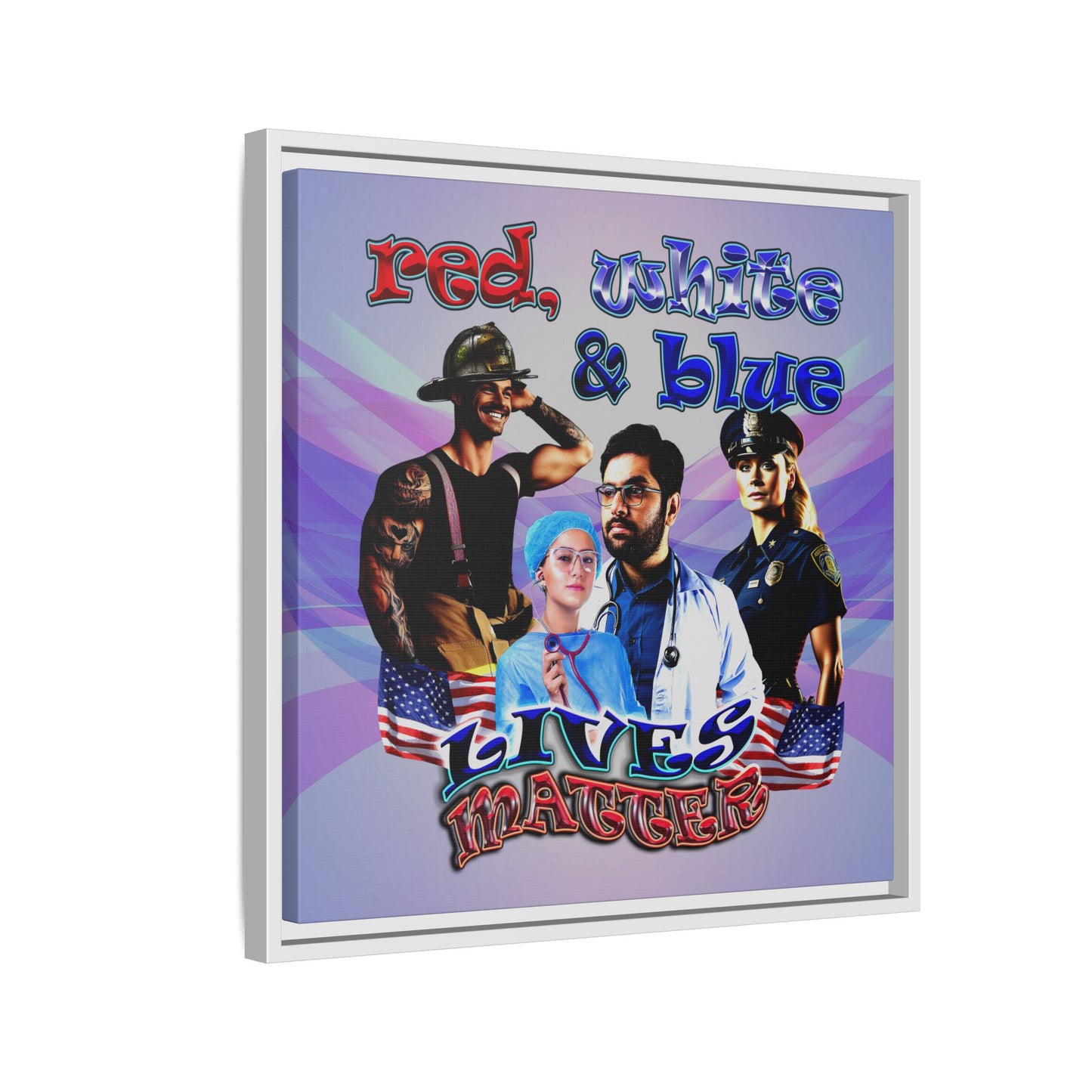 rw&b lives matter - framed canvas art (light blue-pink wave)