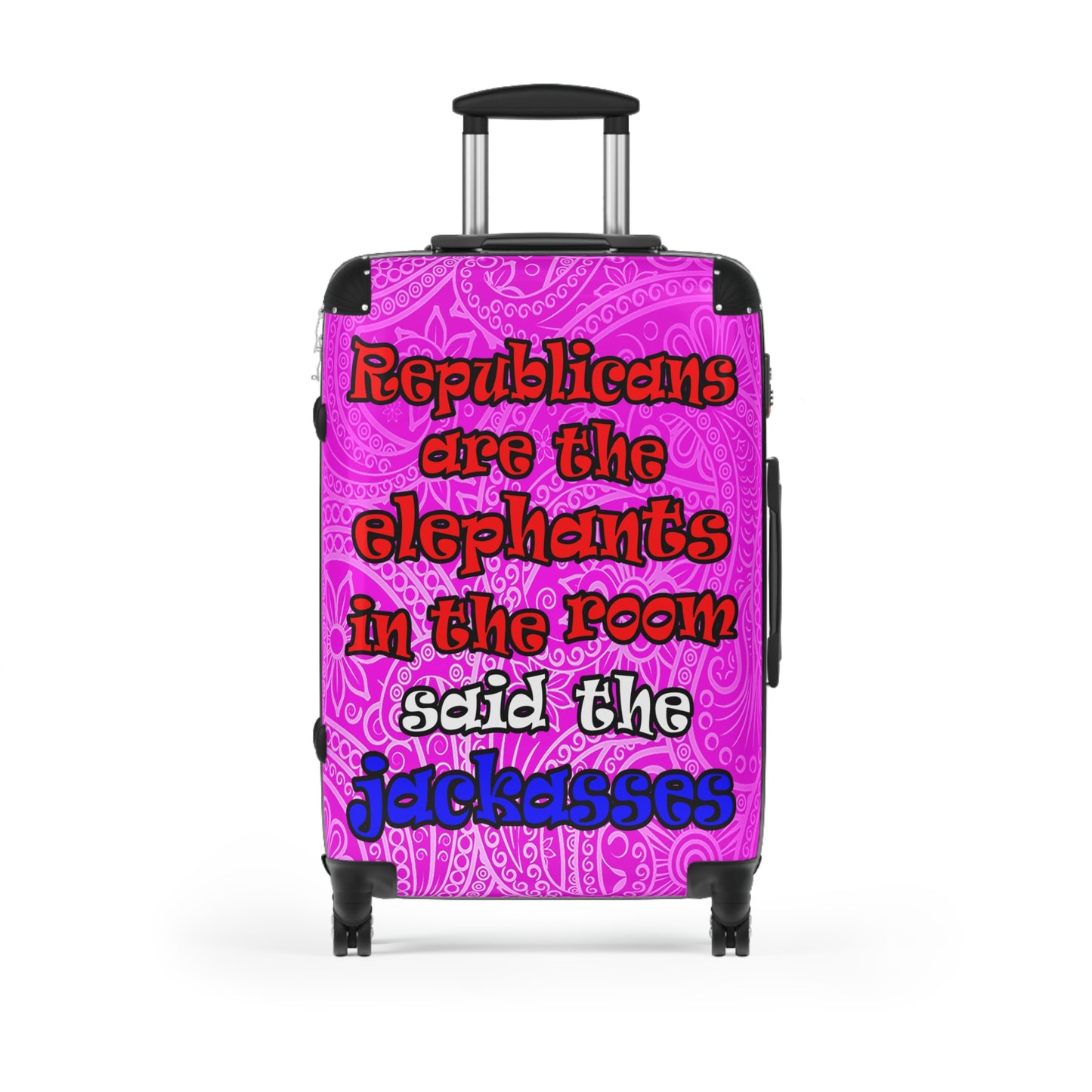 donkeys and elephants - Suitcase (purple wave)