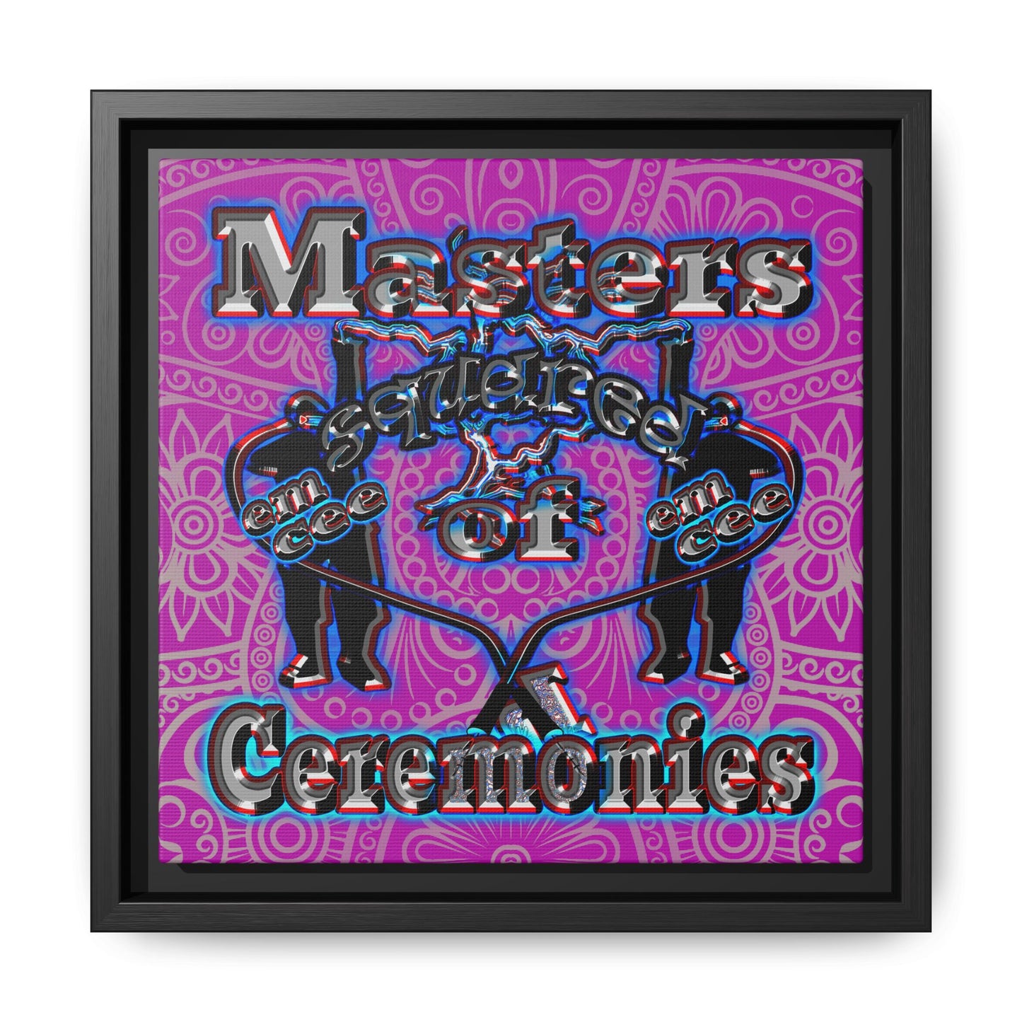 em cee squared - framed canvas art (pink swirl)