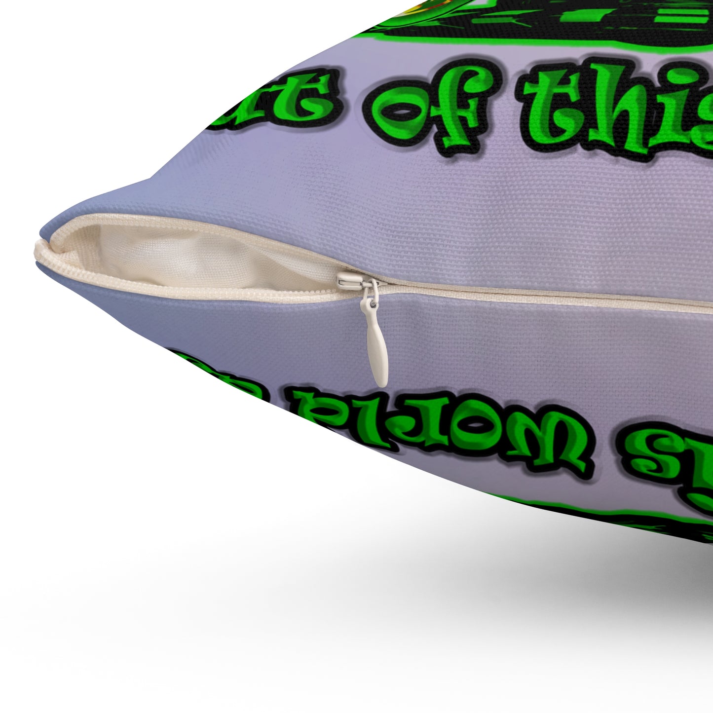 disc jockey - Spun Polyester Square Pillow - (light blue-pink wave)