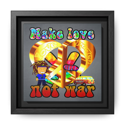 love peace - framed canvas art (grey-light grey)
