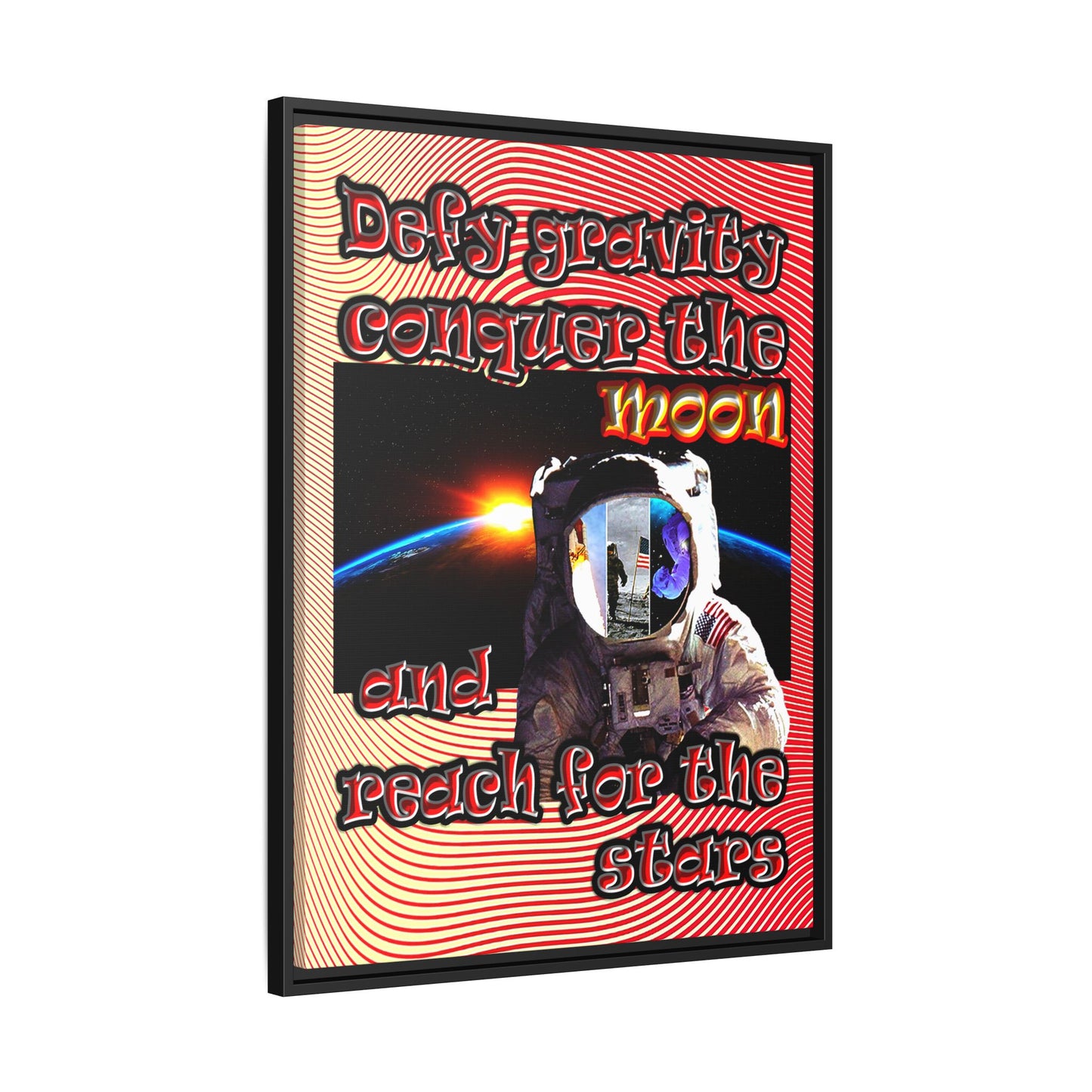 defy conquer reach - framed canvas art (yellow-orange wave)
