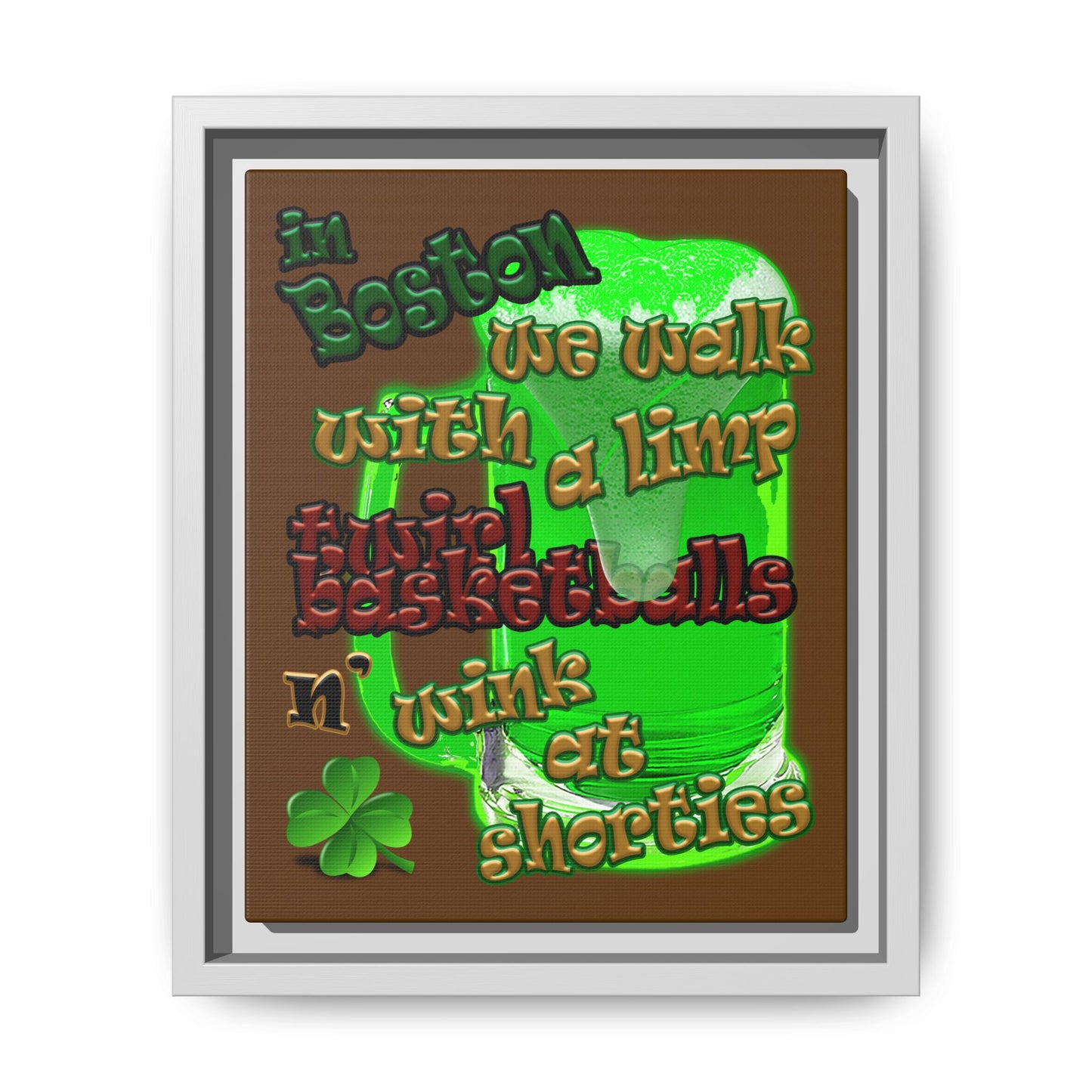 celtics logo - framed canvas art (brown)