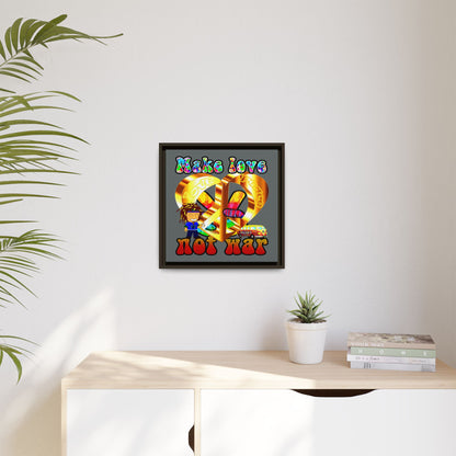 love peace - framed canvas art (dark grey)