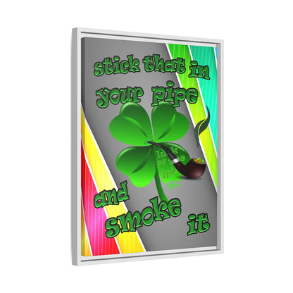 stick that in your pipe and smoke it - framed canvas art (rainbow split)