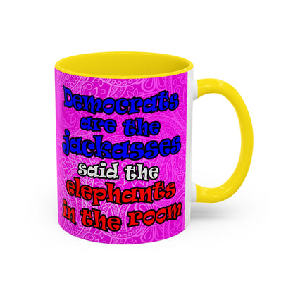 donkeys and elephants - Accent Mug (pink swirl)