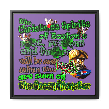 christmas spirits of boston - framed canvas art (light purple)
