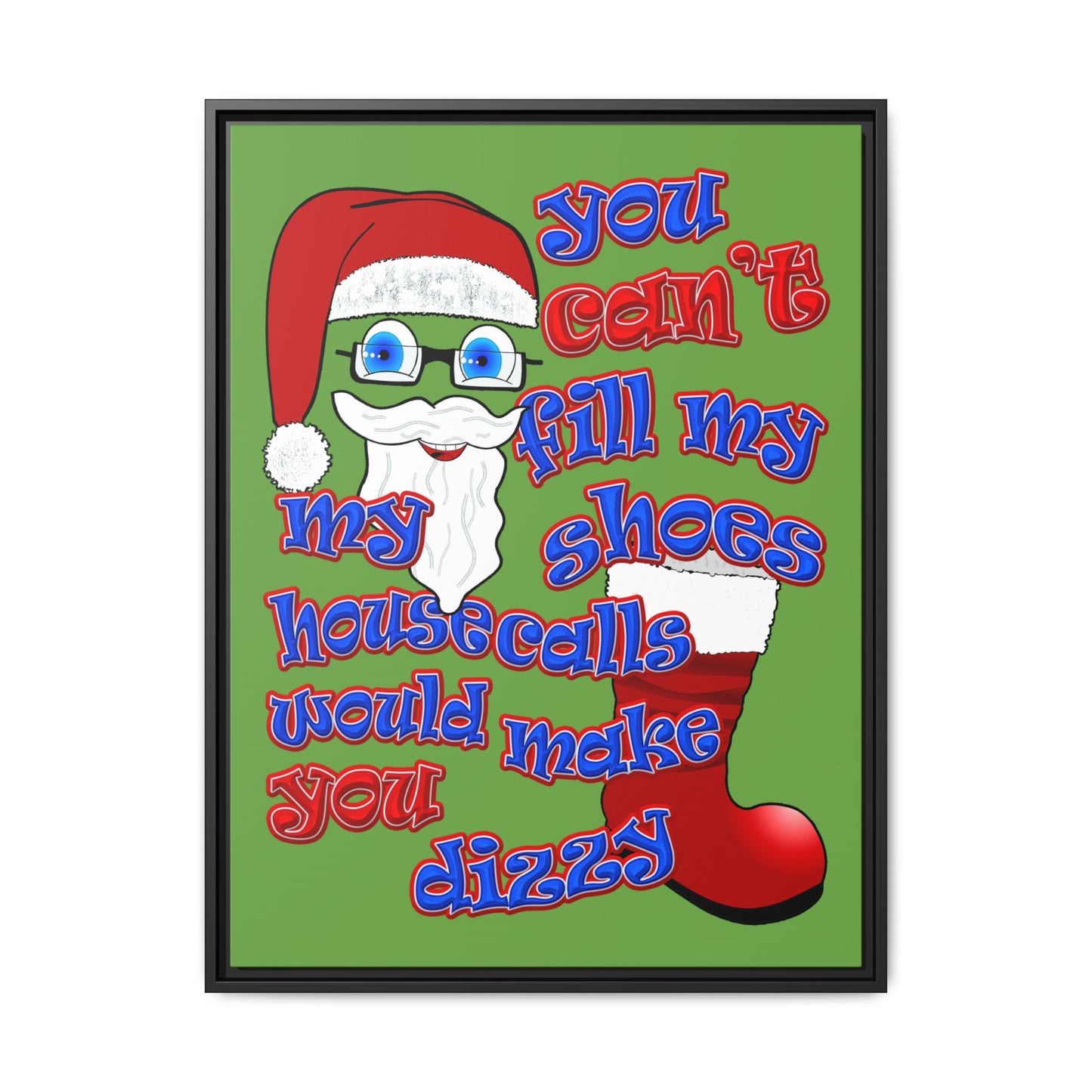 santa's shoes - framed canvas art (green)