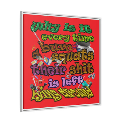 the bum's shit - framed canvas art (red)