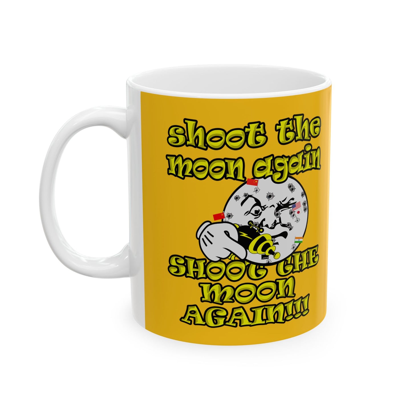 shoot the moon again - White Mug (yellow)