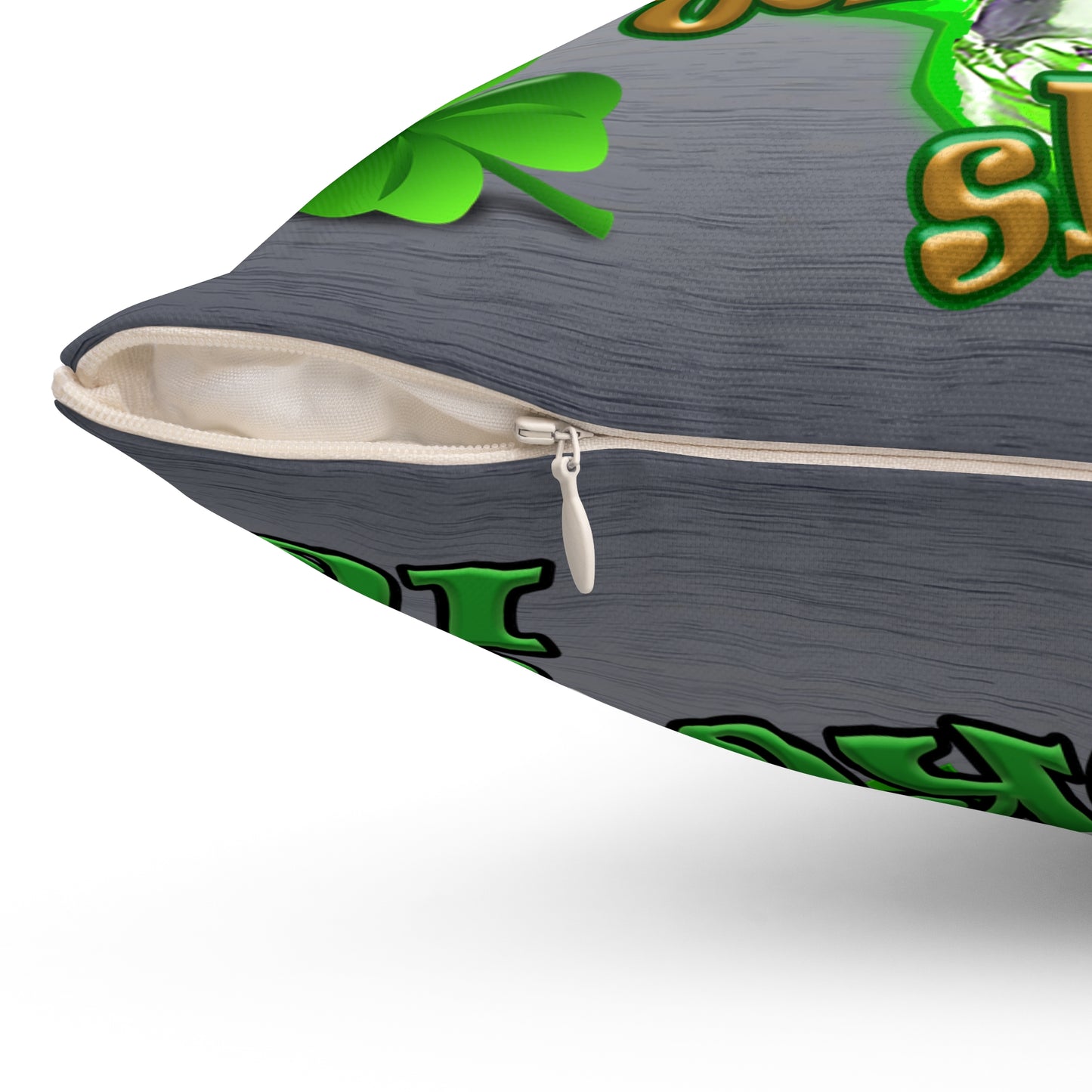 celtics logo - Spun Polyester Square Pillow - (brushed nickel)