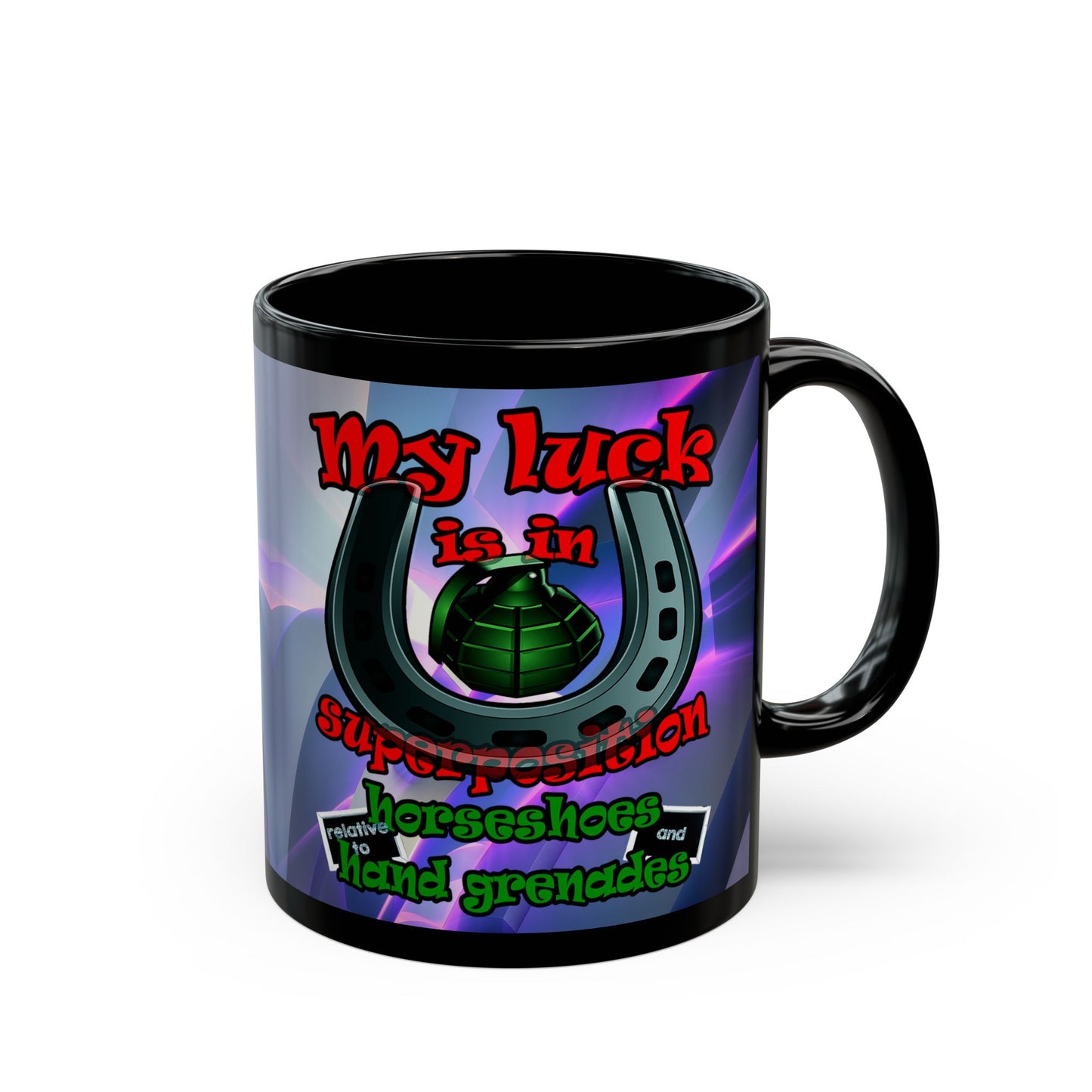 my luck - Black Mug (grey-pink wave)
