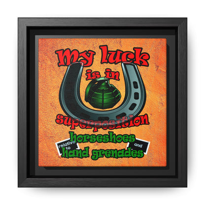 my luck - framed canvas art (burnt orange)