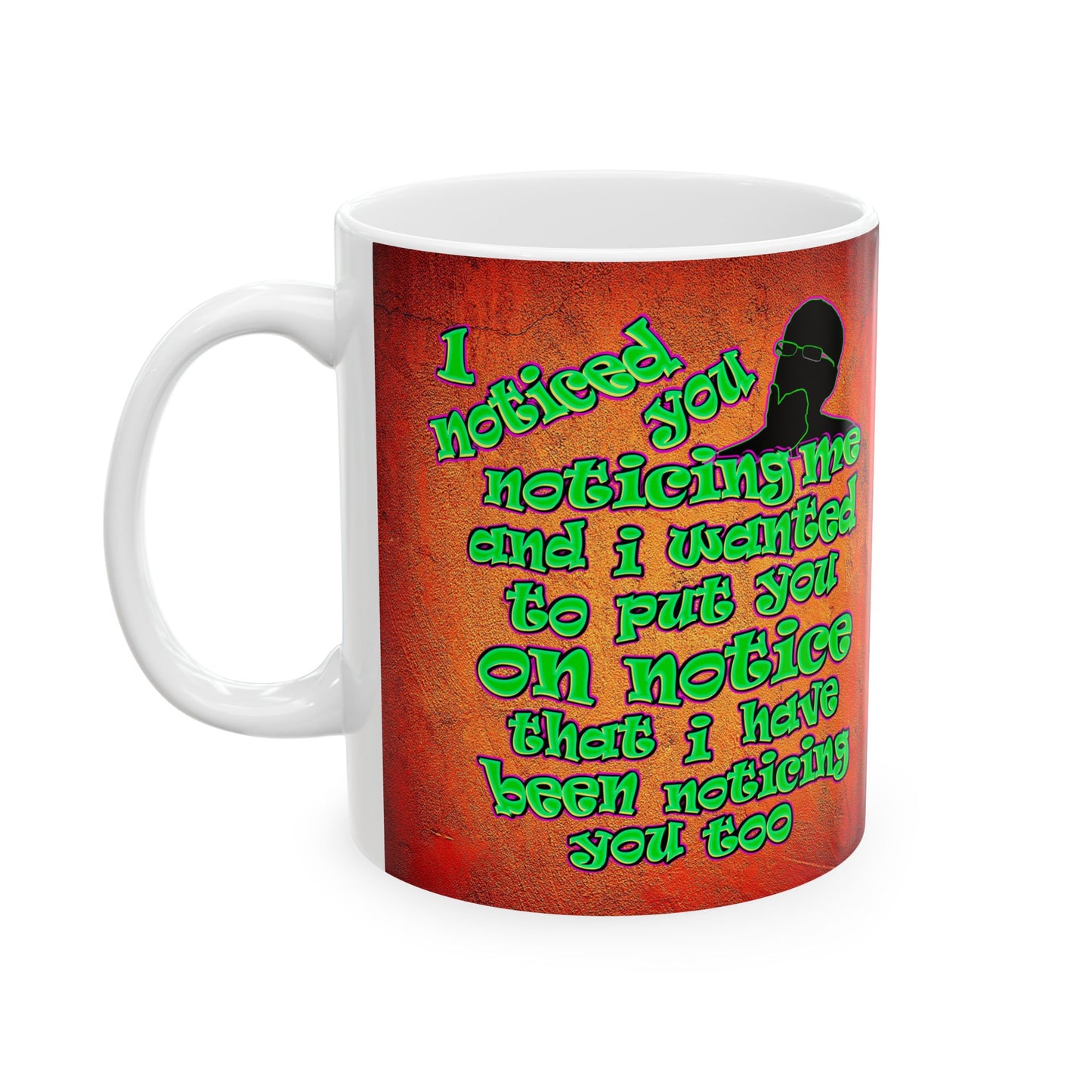 noticed you noticing - White Mug (burnt orange)