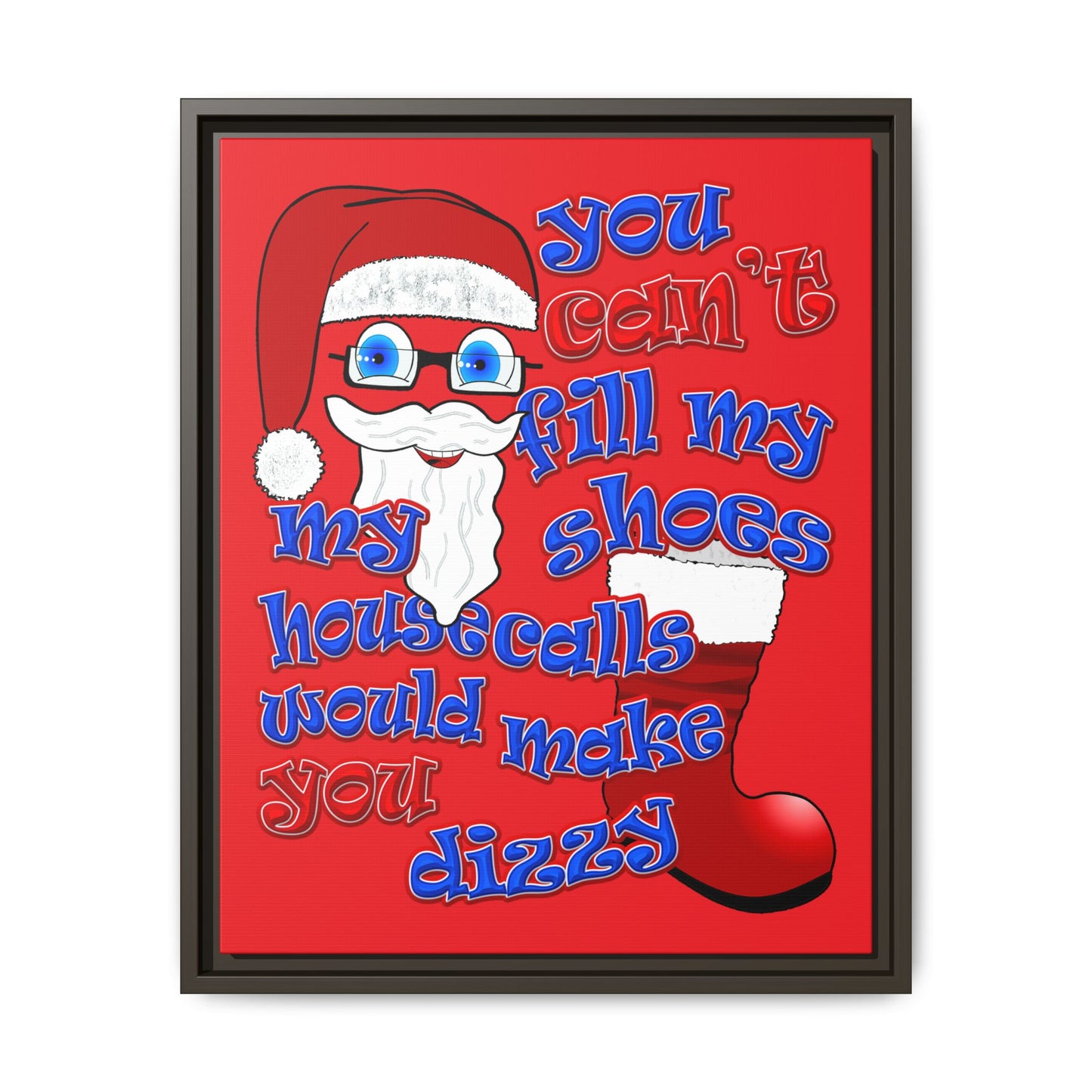 santa's shoes - framed canvas art (red)