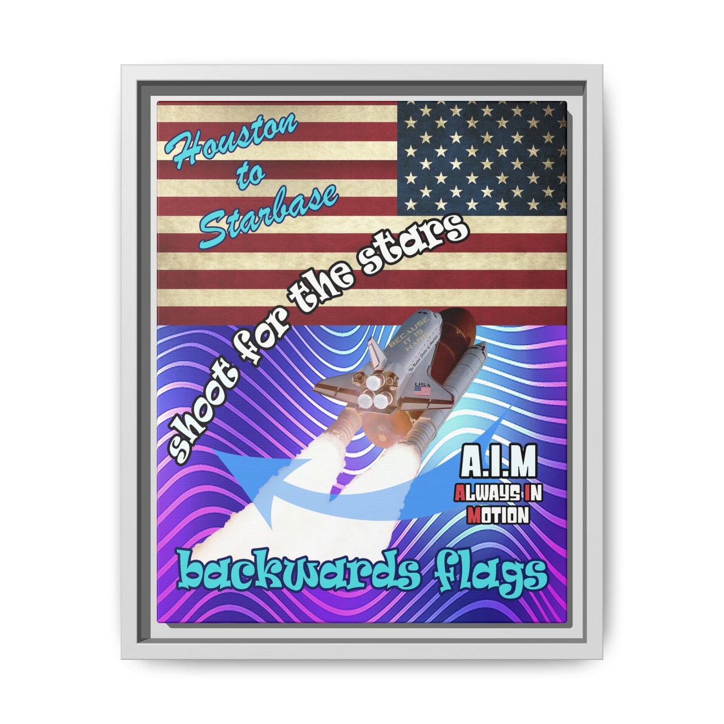shoot for the stars - framed canvas art (purple wave)