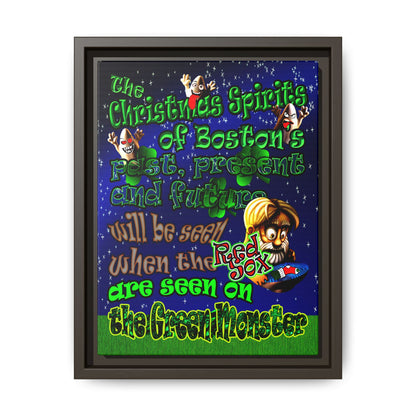 christmas spirits of boston - framed canvas art ('snoops' background)
