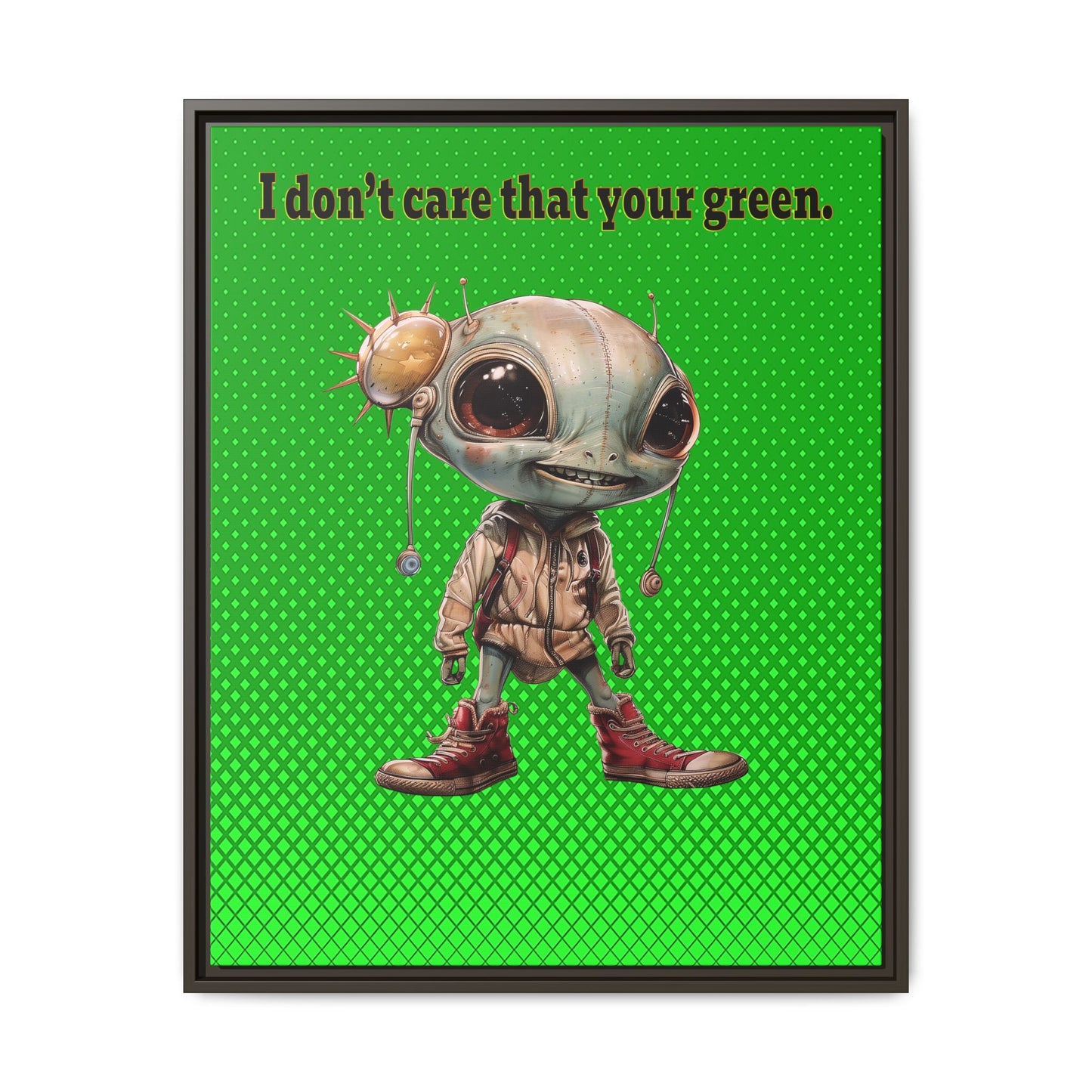 I don't care that your green - framed canvas art (logo green)