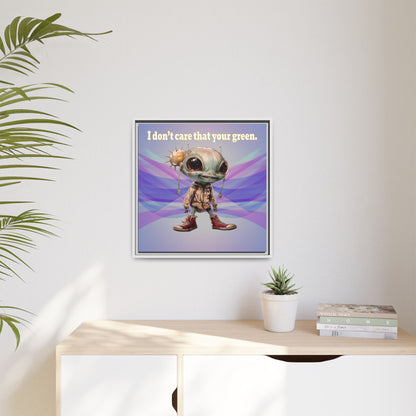 I don't care that your green - framed canvas art (light blue-pink wave)