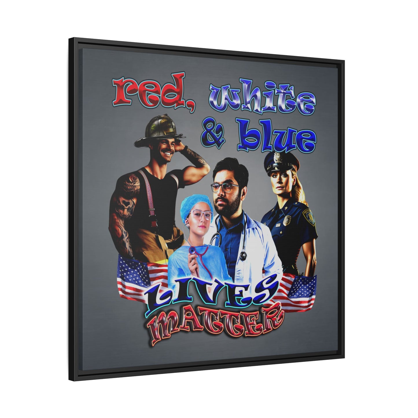 rw&b lives matter - framed canvas art (grey-light grey)