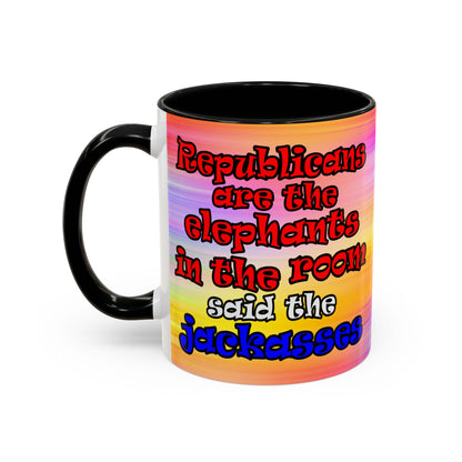 donkeys and elephants - Accent Mug (color blur)