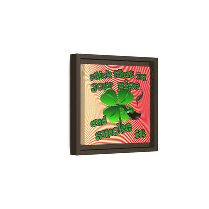 stick that in your pipe and smoke it - framed canvas art (yellow-orange wave)