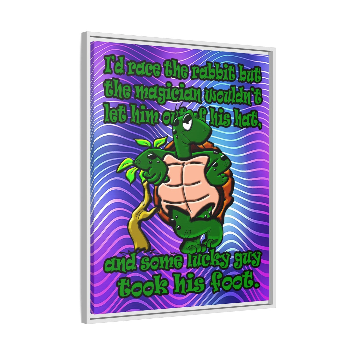 turtle race - framed canvas art (purple wave)