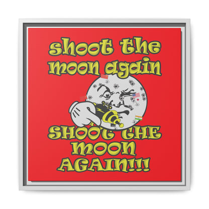 shoot the moon again - framed canvas art (red)