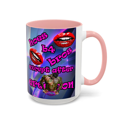 hoes b4 bros - Accent Mug (grey-pink wave)