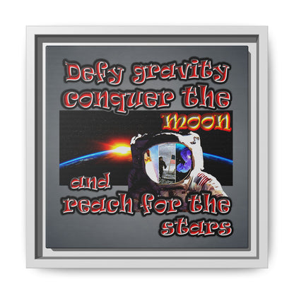 defy conquer reach - framed canvas art (grey-light grey)