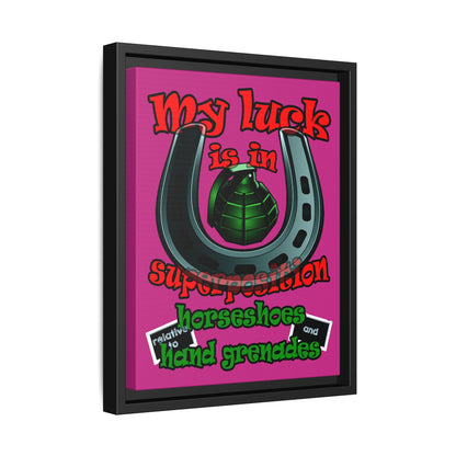 my luck - framed canvas art (pink)