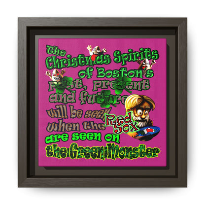 christmas spirits of boston - framed canvas art (pink)