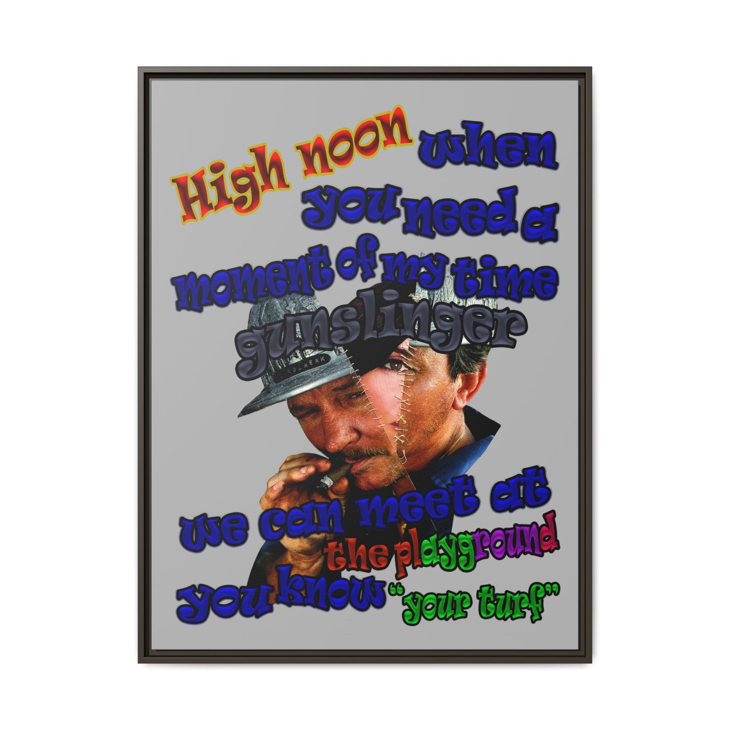 high noon - framed canvas art (light grey)