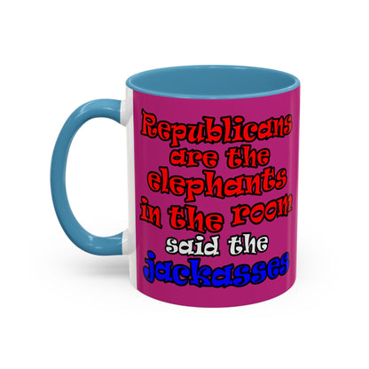 donkeys and elephants - Accent Mug (pink)