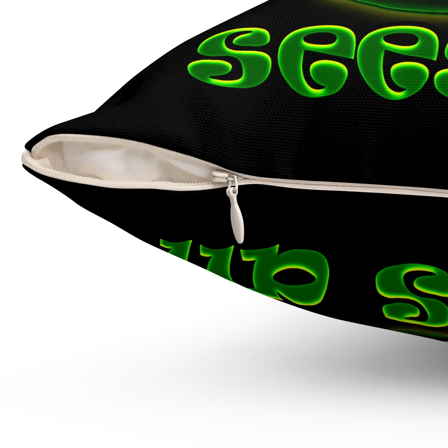 green monster - Spun Polyester Square Pillow - (black)
