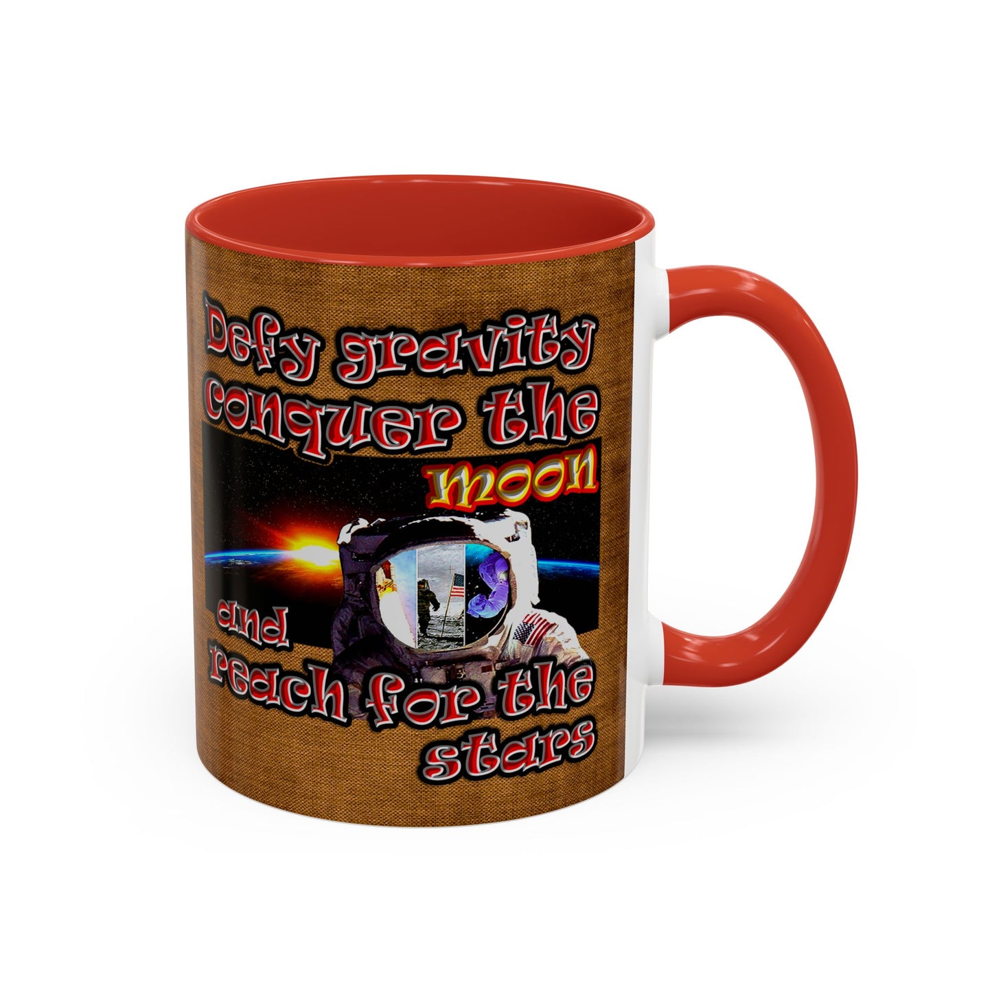 defy conquer reach - Accent Mug (brown papyrus)