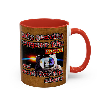 defy conquer reach - Accent Mug (brown papyrus)