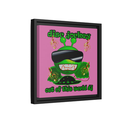 disc jockey - framed canvas art (light pink)