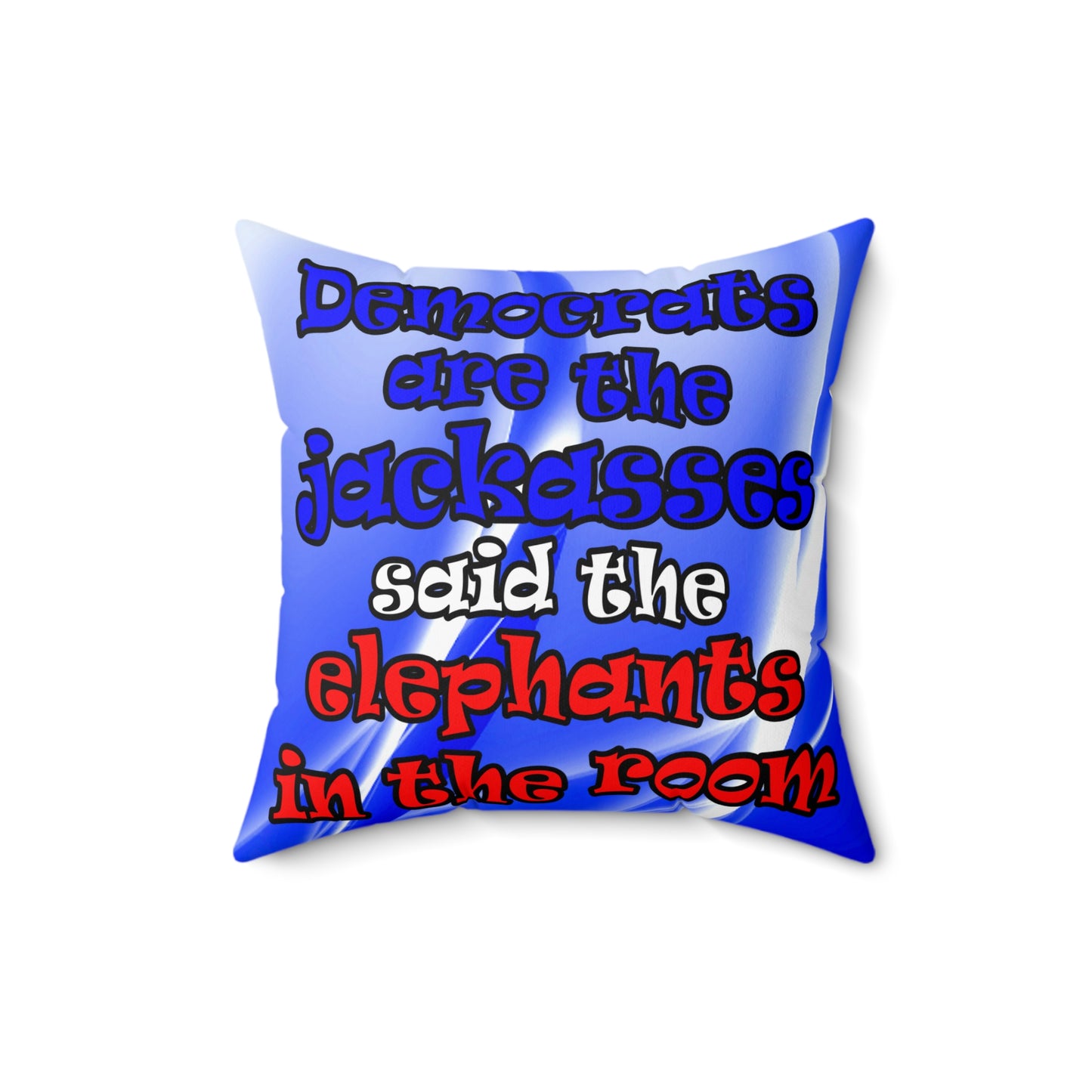 donkeys and elephants - Spun Polyester Square Pillow - (blue-white wave)