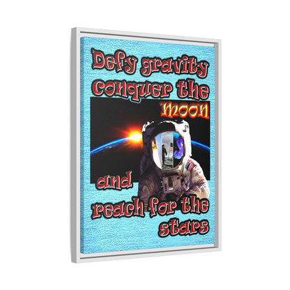 defy conquer reach - framed canvas art (faded blue)