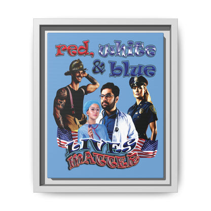 rw&b lives matter - framed canvas art (light blue)